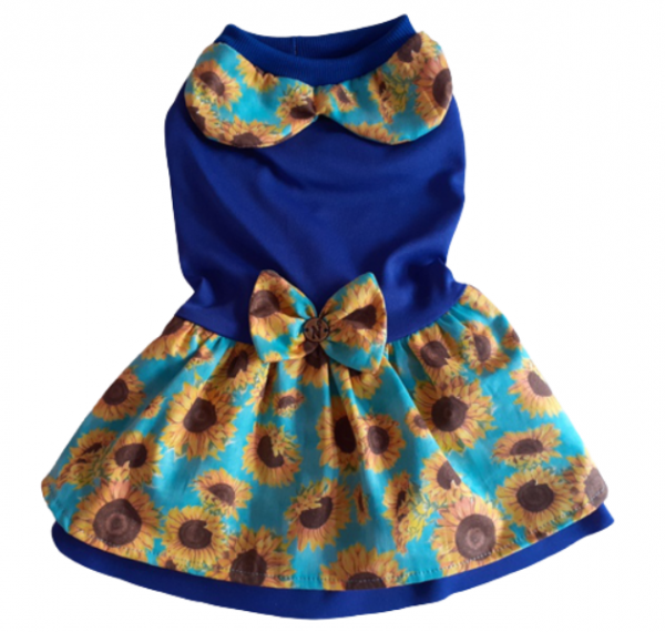 .Vestido girassol para cães e gatos