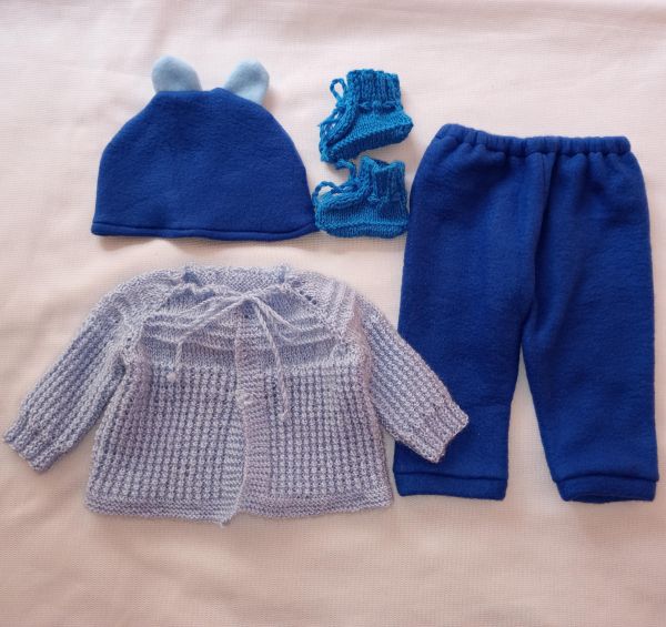 Conjunto Roupas Azul para Boneco Bebê Reborn Tamanhos M e G