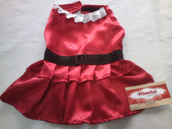 Vestido Mamãe Noel para cães e gatos Tamanhos do 00 ao 8