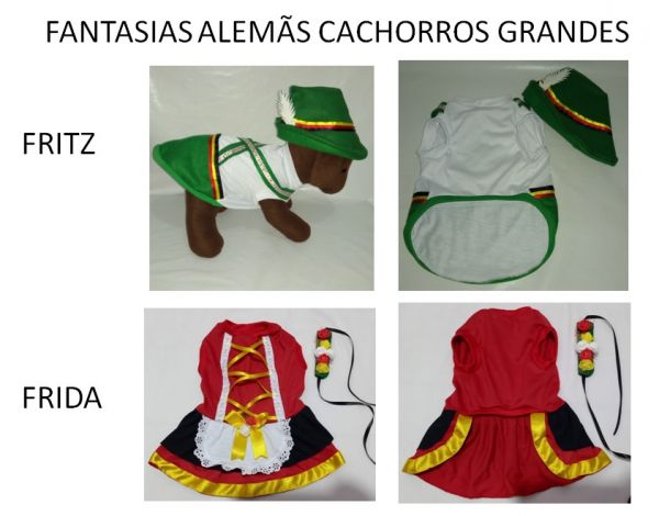 .Fantasias Fritz ou Frida para cachorros grandes