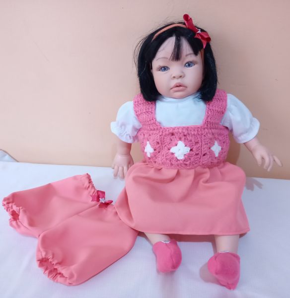 Conjunto Vestido para Boneca Bebê Reborn Tamanho M,G