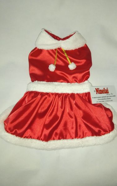 Vestido Natal Pompom e Touca Tamanhos do 00 ao 8