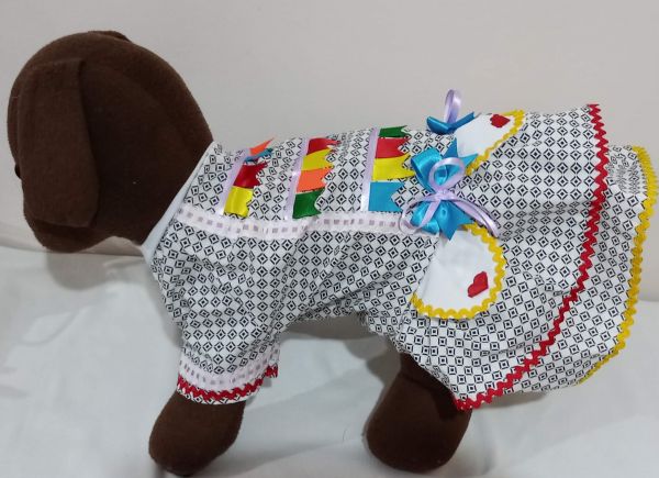 Fantasia junina para cachorros e gatos Vestido Caipira