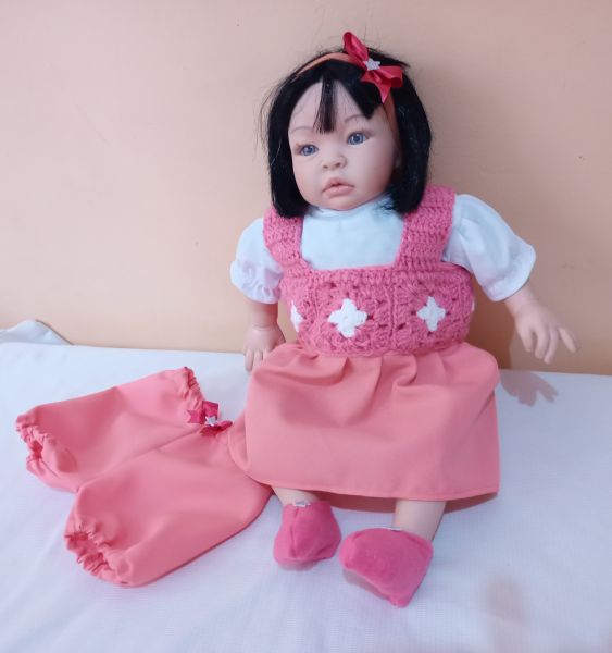 Conjunto Vestido para Boneca Bebê Reborn Tamanho M,G