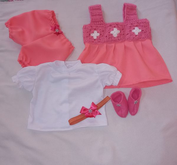 Conjunto Vestido para Boneca Bebê Reborn Tamanho M,G