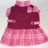 .Vestido Xadrez rosa para cães e gatos